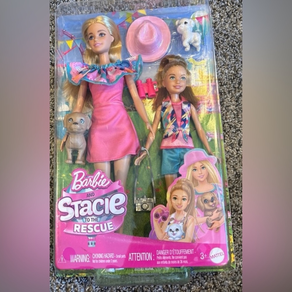 Barbie & Stacie Sister Doll Set with 2 Pet Dogs & Accessories Toy New with Box